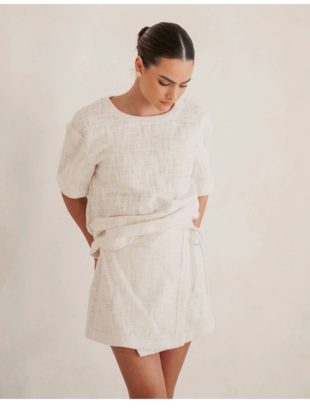 Sabo Skirt Cream Textured Two-Piece Skirt Set